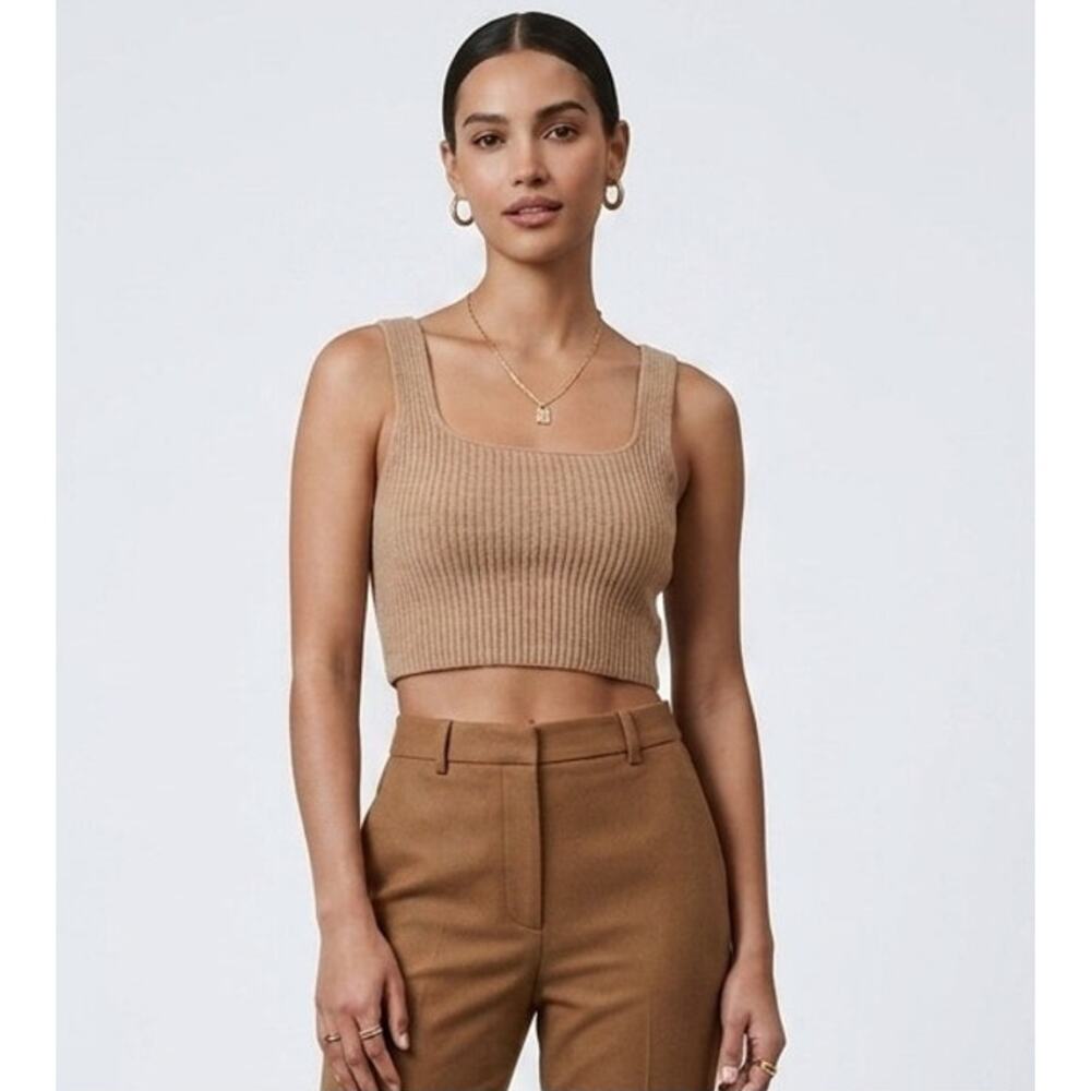 Everlane‎ Crop Tank Top Size Medium Cozy Soft Stretch Knit Wool Blend Camel Tan
